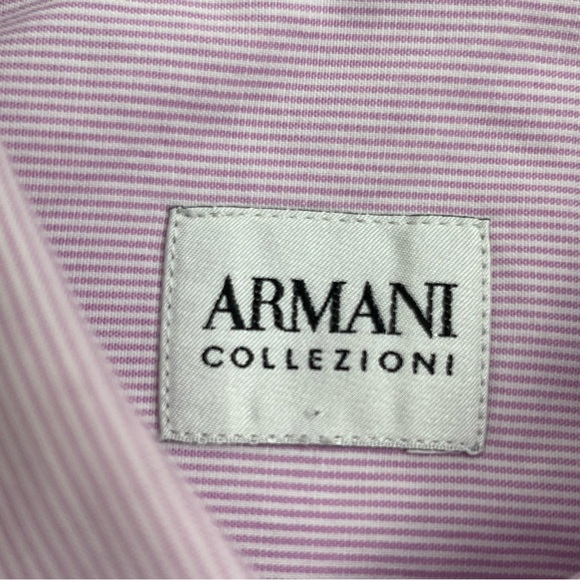 Armani Shirt Adult Neck 16 Large Purple Button Up Striped Double Cuff Luxury Men - Picture 5 of 14